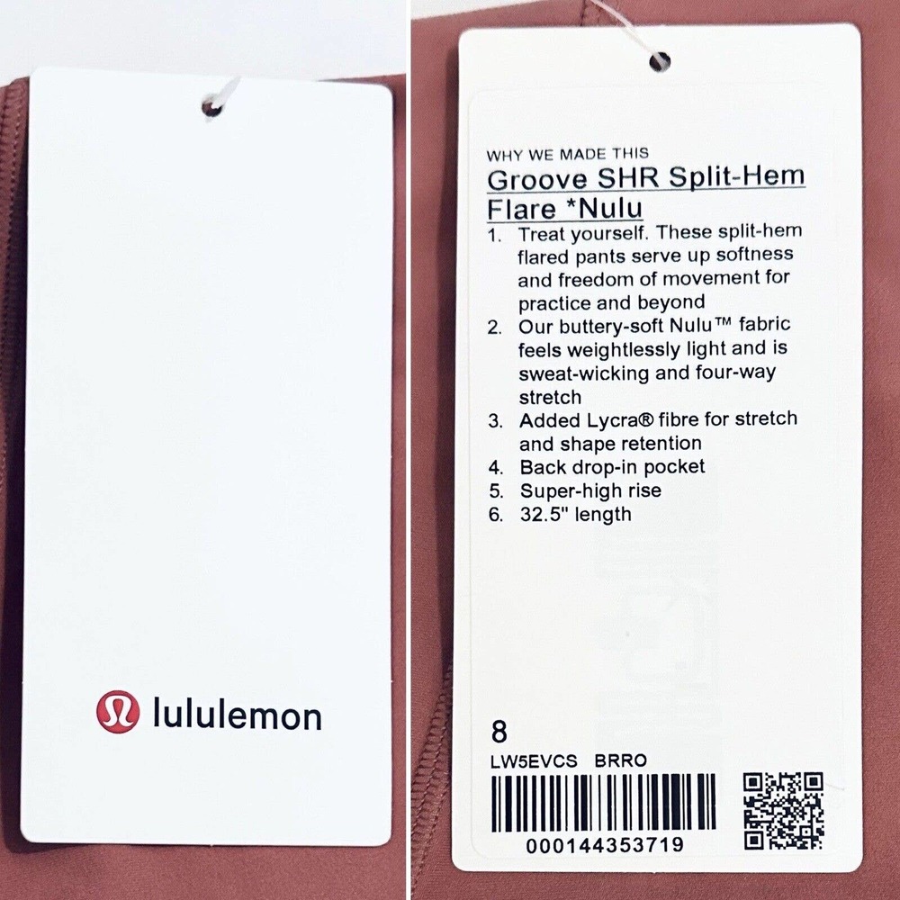NWT Lululemon [8] Groove SHR Split-Hem Flare Nulu Pant Briar Rose LW5EVCS [$118] - Picture 10 of 16